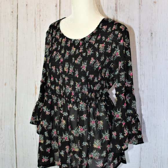 NEW Magnolia Lane Smocked Ruffled Peplum Top - Picture 9 of 16